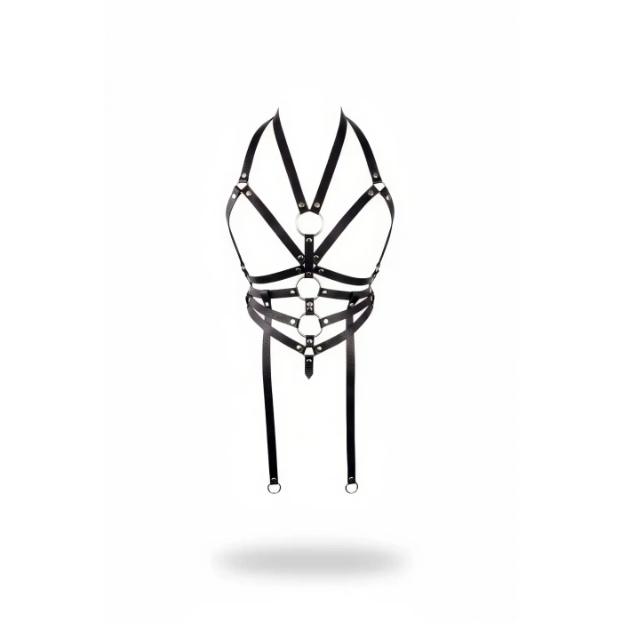 Siyah Göğüs Harness Suni Deri Halka Detaylı - Brf23