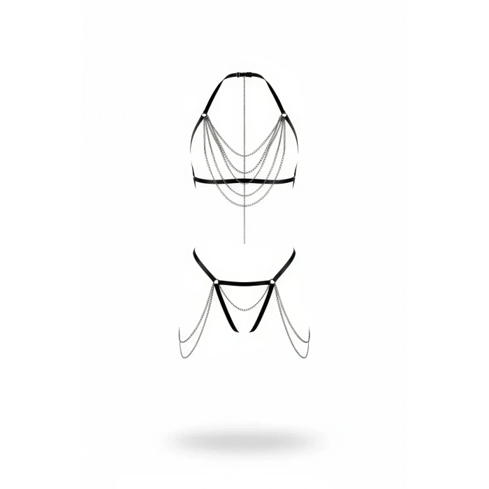 Siyah Harness Takım Çok Katmanlı Zincir Detaylı - Brf1065
