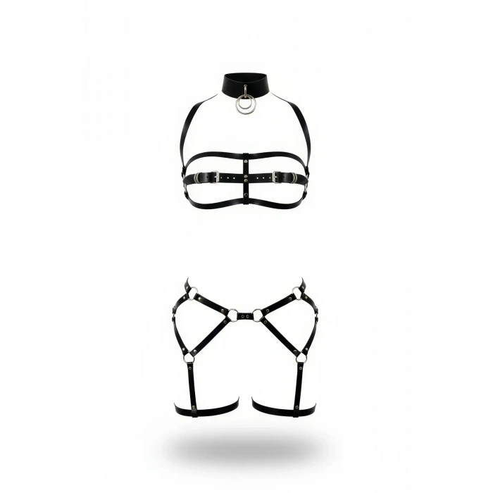 Siyah Harness Takım O Halka Detaylı Tokalı - Brf242