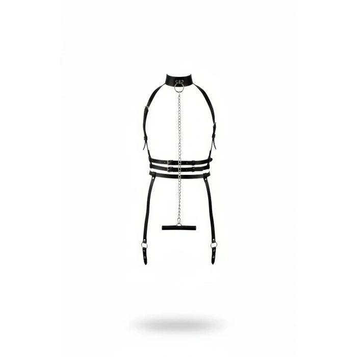 Siyah Harness Takım Zincir Detaylı Boyunluklu - Brf233