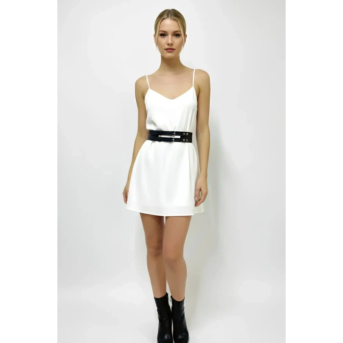 Siyah Kadın Kemer Çift Tokalı Kalın Bel Aksesuarı - Brf1203