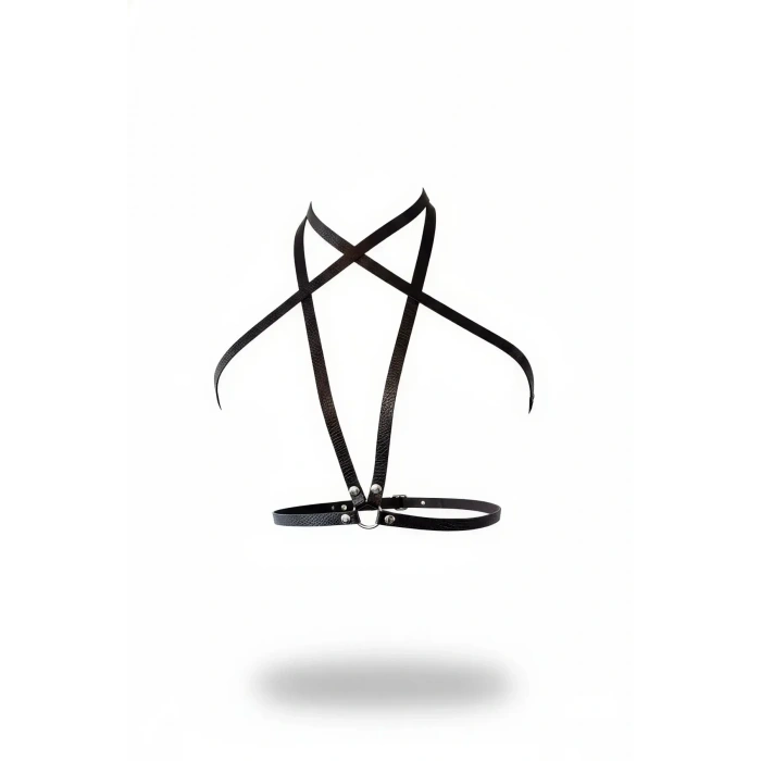 Siyah Kadın Kemer Deri Çapraz Bantlı Vücut Aksesuarı - Brf15