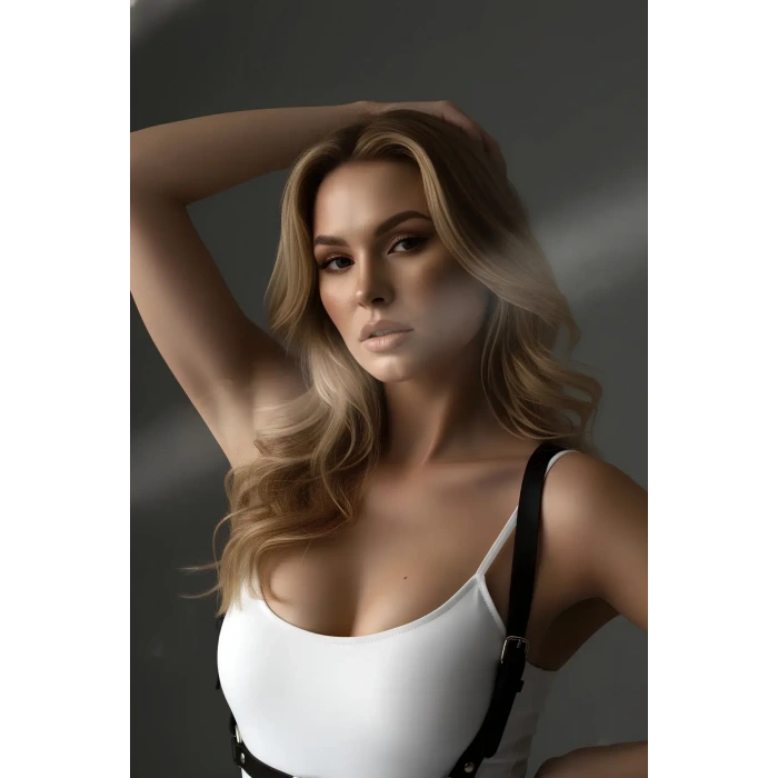 Siyah Kadın Kemer Deri Vücut Tokalı Aksesuar - Brf155