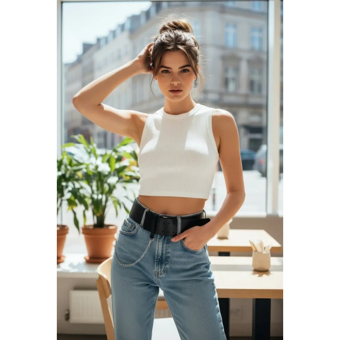 Siyah Kadın Kemer Kalın Bel Korse Aksesuarı - Brf1117