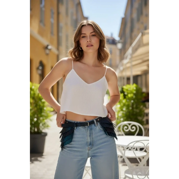 Siyah Kadın Kemer Katmanlı Yan Panelli Bel Aksesuarı - Brf1254