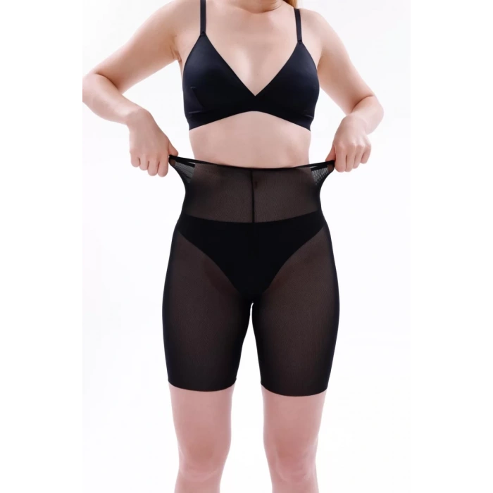 Siyah Mı Emay 2705 Lazer Tül Toparlayıcı Paçalı Boxer Hayalet Korse
