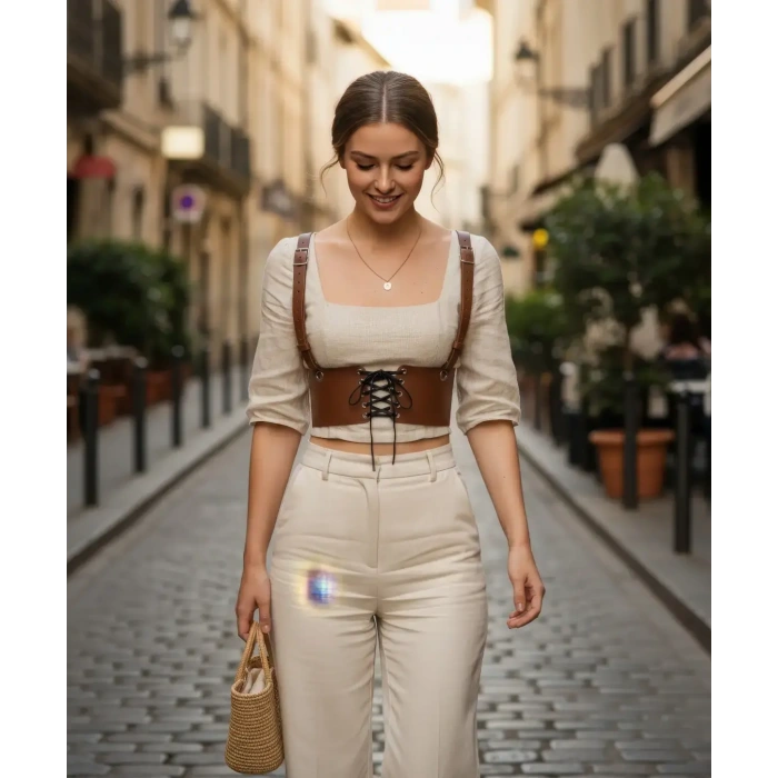 Taba Kadın Kemer Bağcıklı Geniş Korse Detaylı - Brf1429