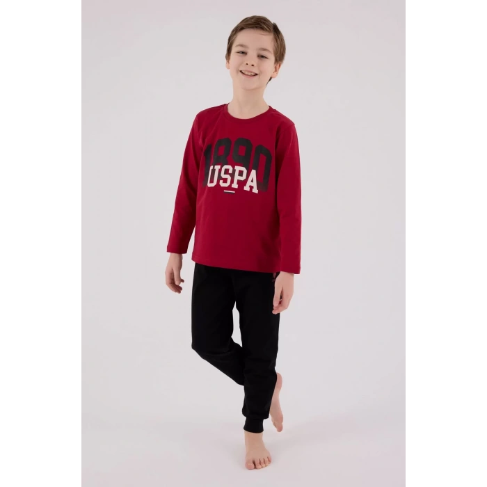 U.s. Polo Assn Uzun Kol Pijama Takım Us2203-4 Bordo