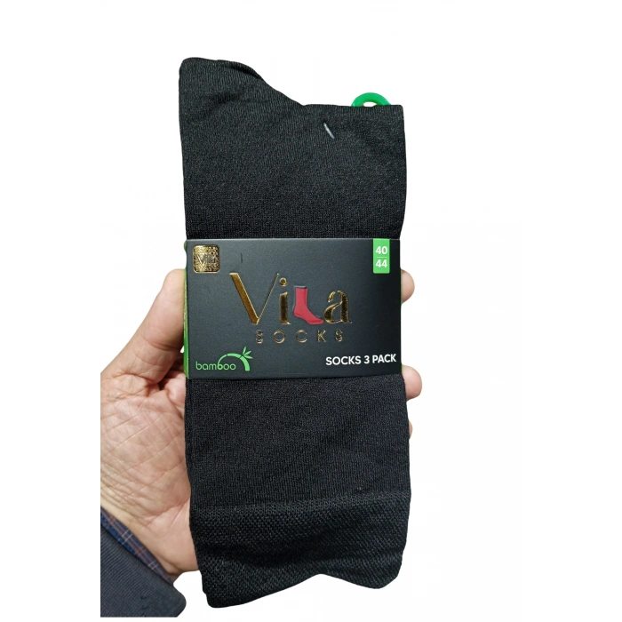 Vila Erkek 3lü Siyah Bambu Çorap .