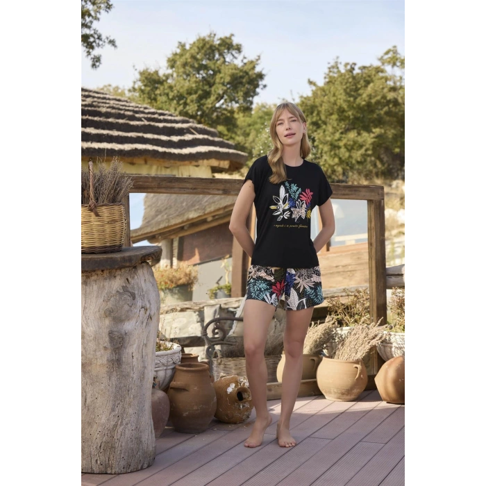 Yaprak Desenli Ve Baskılı o Segredo E Se Permitir Florescer Şort Takımı