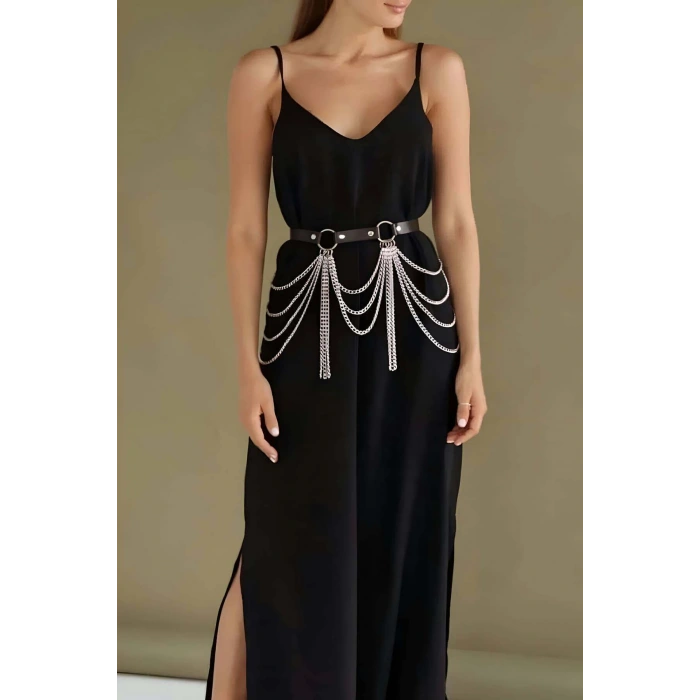 Zincirli Ayarlanabilir Şık Deri Kemer Harness - Brf729