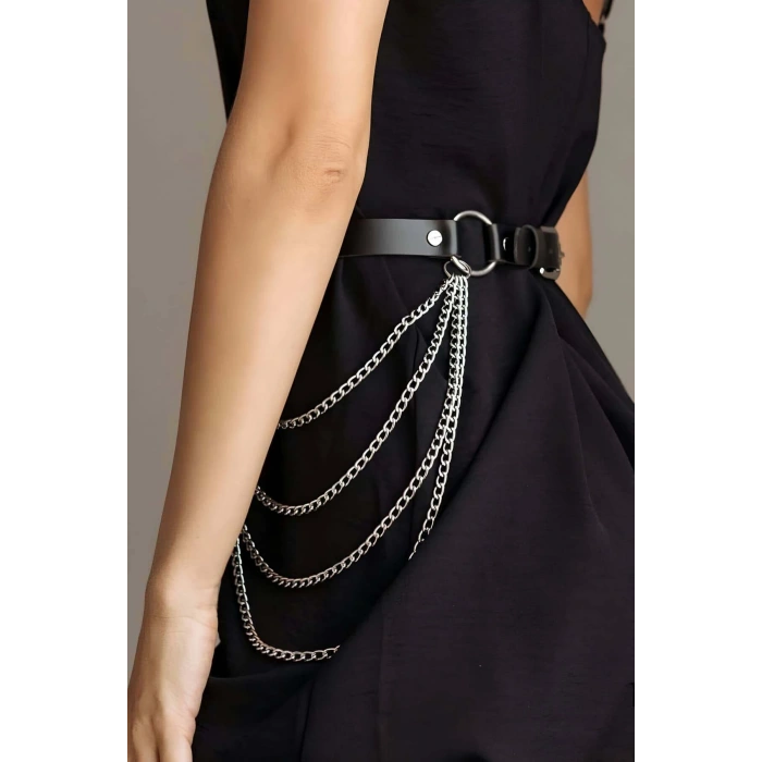 Zincirli Ayarlanabilir Şık Deri Kemer Harness - Brf729