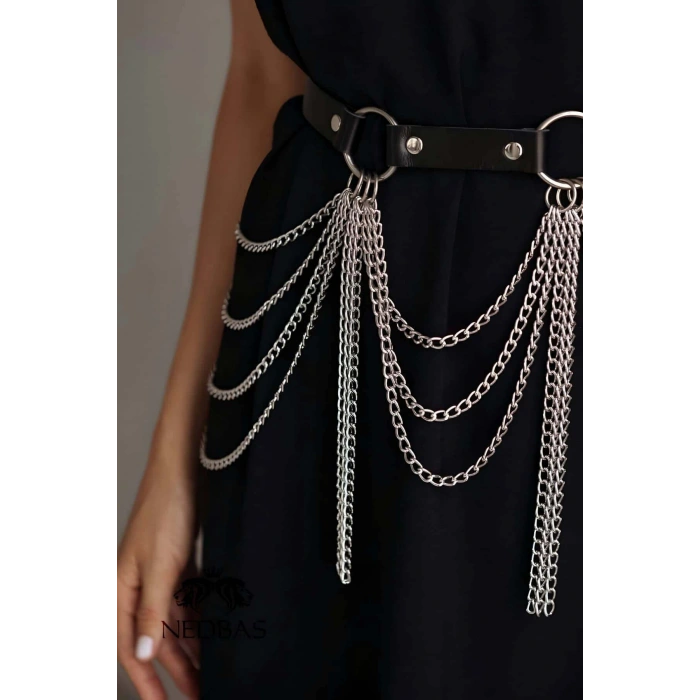 Zincirli Ayarlanabilir Şık Deri Kemer Harness - Brf729