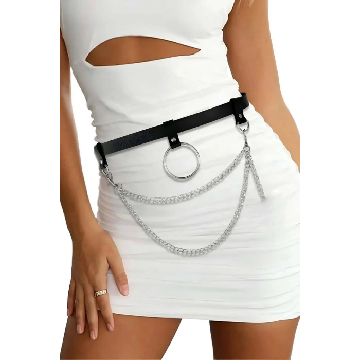 Zincirli Şık Deri Bel Harness - Brf923