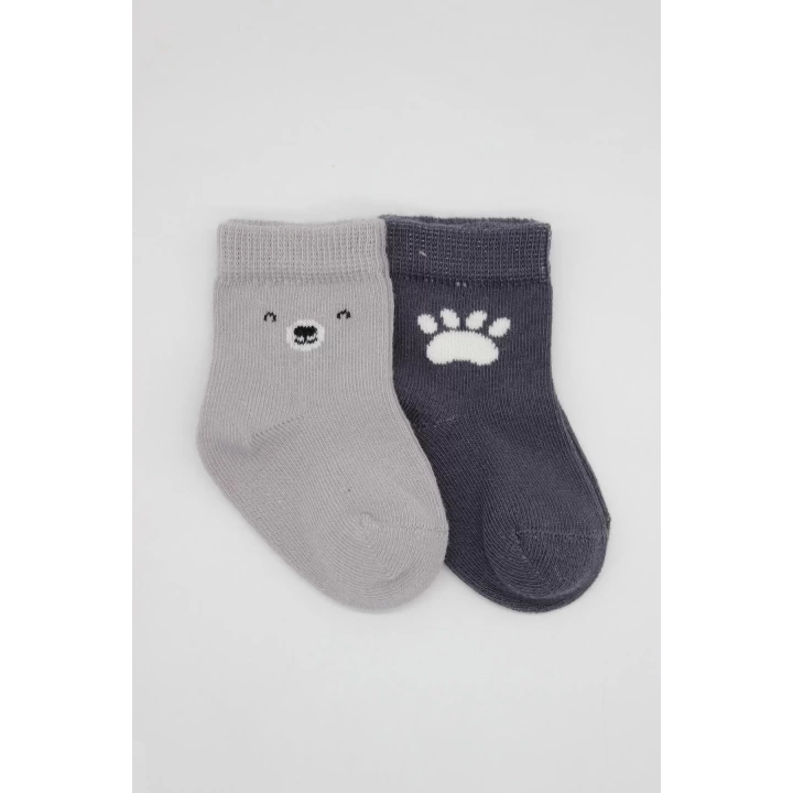 Bear Penye Soket Çorap 2li Gri