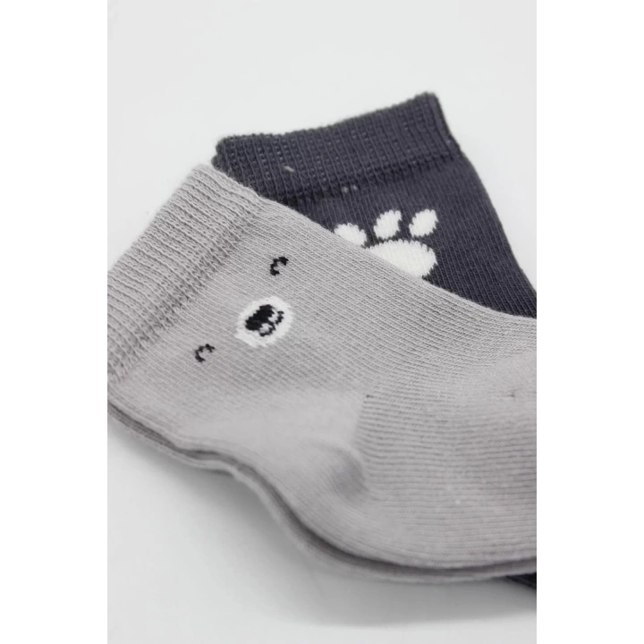 Bear Penye Soket Çorap 2li Gri