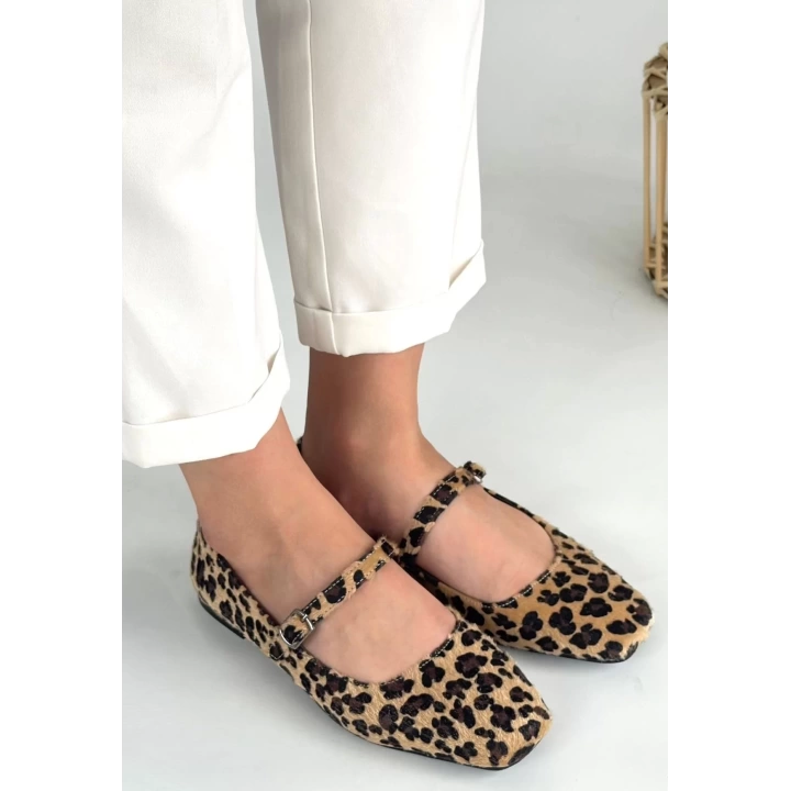 Linni Leopar Süet Babet Ayakkabı
