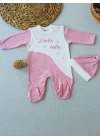 0-3 3-6 Ay Lucky Baby Nakışlı Es Çizgi Boy Şapkalı Kız Bebek Tulumu Pembe