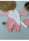 0-3 3-6 Ay Lucky Baby Nakışlı Es Çizgi Boy Şapkalı Kız Bebek Tulumu Pudra