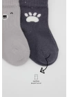 Bear Penye Soket Çorap 2li Gri