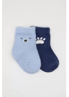 Bear Penye Soket Çorap 2li Mavi