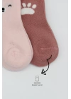 Bear Penye Soket Çorap 2li Pembe