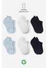 Penye Sneakers Çorap 6lı  Ekru Gri Siyah