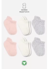Penye Sneakers Çorap 6lı  Pembe Ekru Gri