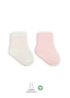 Puan Derby Penye Soket Çorap 2li  Pembe Ekru