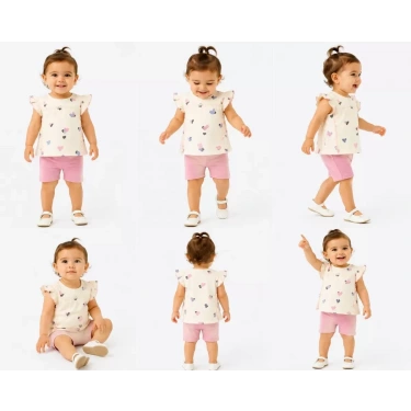 1/3 Yaş Piti Kalp Baskılı Çocuk Takımı
