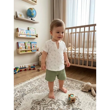 1/4 Yaş Müslin Kumaş Bebek Takımı