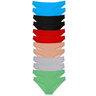 12 Adet Eko Set Likralı Kadın Slip Külot Çok Renkli 2