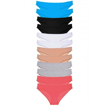 12 Adet Eko Set Likralı Kadın Slip Külot Çok Renkli 6