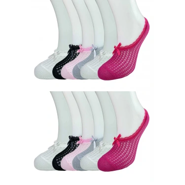 12 Adet Fiyonklu File Kadın Babet Çorap