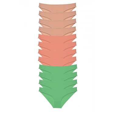 12 Adet Süper Eko Set Likralı Kadın Slip Külot Ten Pudra Yeşil