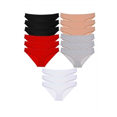 15 Adet Eko Set Likralı Kadın Slip Külot Çok Renkli