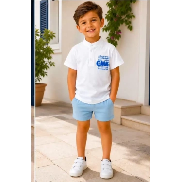 2/10 Yaş Keten Tişört Denim Şort Çocuk Takımı