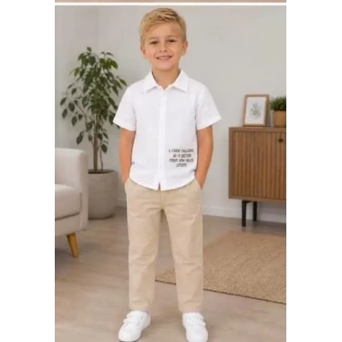 2/10 Yaş Müslin Gömlek Denim Pantolon Çocuk Takımı