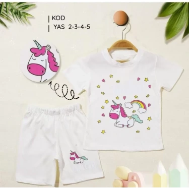 2/5 Yaş Unicorn Baskılı Çocuk Takımı