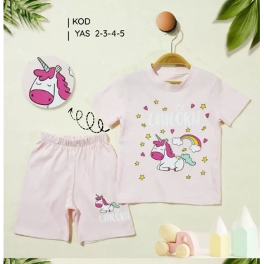 2/5 Yaş Unicorn Baskılı Çocuk Takımı