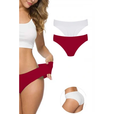 2 Adet Kadın Dikişsiz Lazer Kesim Esnek İz Yapmayan Külot S5