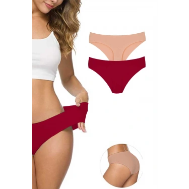 2 Adet Kadın Dikişsiz Lazer Kesim Esnek İz Yapmayan Külot S6