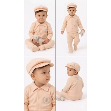 3/12 Ay Pamuk Penye 5 Parça Bebek Takımı