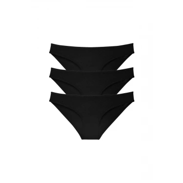 3 Adet Süper Eko Set Likralı Kadın Slip Külot Siyah