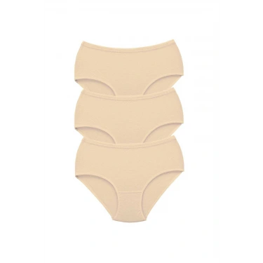3 Adet Tutku Kadın Yüksek Bel Bato Kalın Lastik Külot Ten