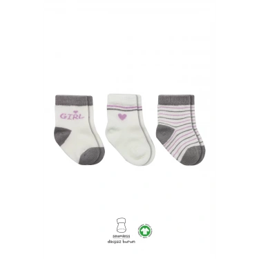 3lü Penye Boy And Girl Soket Çorap Bs10114 Gri