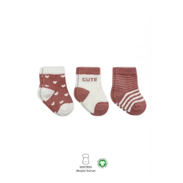 3lü Penye Cute Stars Soket Çorap Bs10115 Pudra