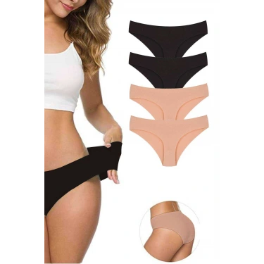 4 Adet Kadın Dikişsiz Lazer Kesim Esnek İz Yapmayan Külot S2
