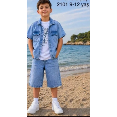5/12 Yaş Kot(denim) Kumaş Tişörtlü Çocuk Takımı