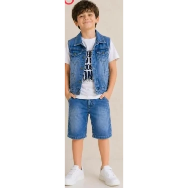 5/12 Yaş Kot(denim) Kumaş Tişörtlü Çocuk Takımı